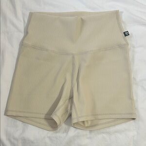 Born Primitive Cream Ribbed Bike Shorts